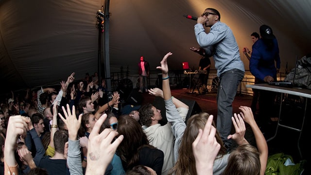 Front of the crowd during a Centralhallapalooza concert.
