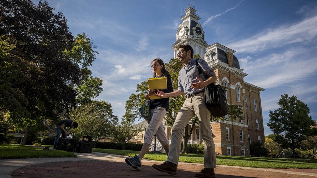 Students walking by Central Hall