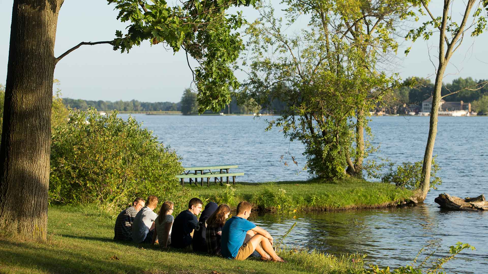 Students on the edge of lake Baw Beese.